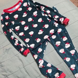 Festive Santa Kids Pajama Set - Navy and Red